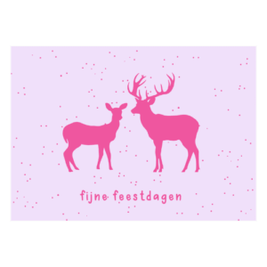 hertjes kerstkaarten kerstkaart hert rendier vrolijk roze kleuren kaarten kaartje kaartjes uniek kopen kaartje bestellen wvl winkeltjevanlies