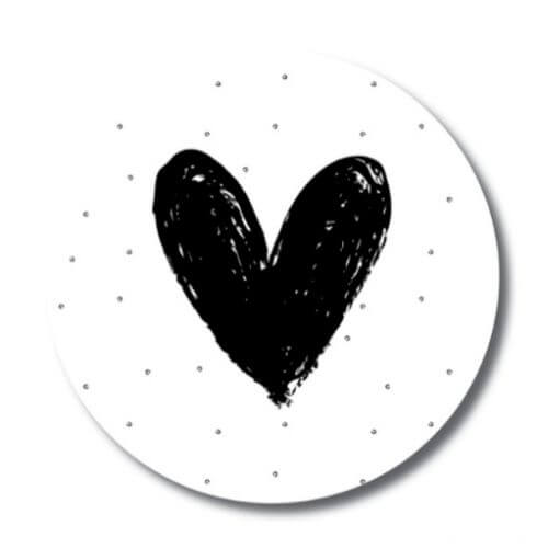 sluitsticker hartje hart stippen zwart wit stipjes sticker kadosticker cadeausticker post kopen bestellen