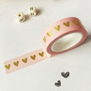 wahitape maskingtape washi tape masking goud goud roze follie hartjes hart kopen bestellen webshop