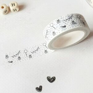 wahitape maskingtape washi tape masking zwart-wit feest feestje inpakken versieren hartjes hart kopen bestellen webshop