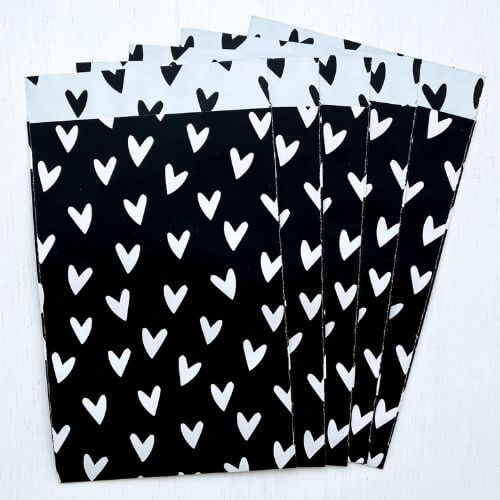 cadeauzakjes hartjes zwart wit kadozakjes kadootje inpakken inapkwebshop inpakspullen online kopen
