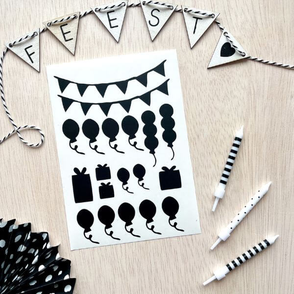 feeststickers feeststicker stickers sticker ballon cadeautje slinger verjaardag voorbereiden online kopen bestellen webwinkel