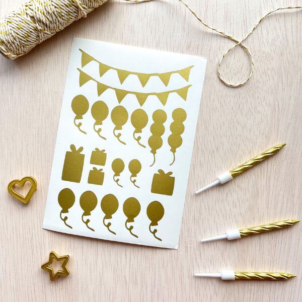 goudkleur stickers gouden sticker goud feest ballon slinger verjaardagsstickers ballonsticker online kopen bestellen webshop