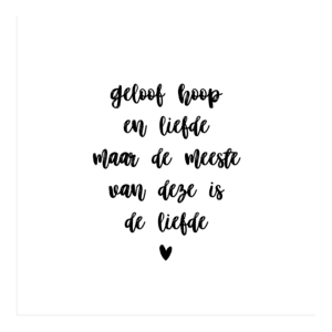 geloof hoop en liefde kaart vierkant christelijk kaart kopen bestellen webshop webwinkel